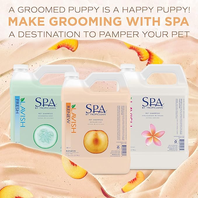 TropiClean SPA Lavish Dog Shampoo | Renew Deodorizing Dog Shampoo | Naturally Derived Salon Grade Ingredients | Made in the USA | 1 Gallon