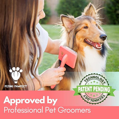 Dog Slicker Brush for Grooming Pet Hair - Best Slicker For Poodle & Golden Doodle - Long Haired Tool For Dogs - Goldendoodle Long Pin Brush For Dematting (Large)