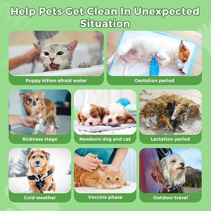 Vannon Extra Thick Pet Bathing Wipes for Dogs & Cats, Cleaning & Odor-Controlling Grooming Gloves, Nourish Fur Glove Wipes for Daily Care and Traveling, Rinse Free, Coconut Scent, 2 Pack, 12 PCS