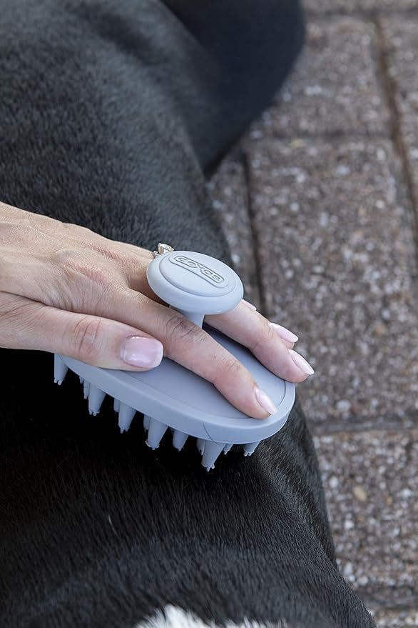 Dexas BrushBuster Silicone Gentle Dog Grooming and Massage Brush, Light Gray