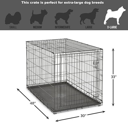New World Newly Enhanced Single Door New World Dog Crate, Includes Leak-Proof Pan, Floor Protecting Feet, & New Patented Features, 48 Inch