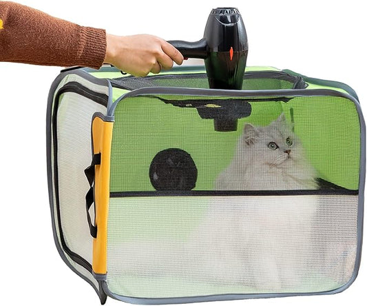 pet k9 Pet Dog Cat Drying Box | Waterproof, Anti-Hair Flying Portable Foldable Room Crate Cage for Small Medium and Large Dogs (Apple Green)