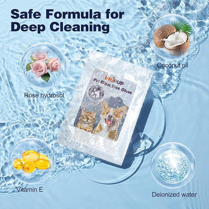 Pet Glove Wipes for Dogs, Dog Cleaning Gloves with Coconut Scented, Dual-Sided Pet Gloves Grooming for Cats with Wipes, Dog Cleaning Gloves Wipes for Daily Care and Travel, 15 Count