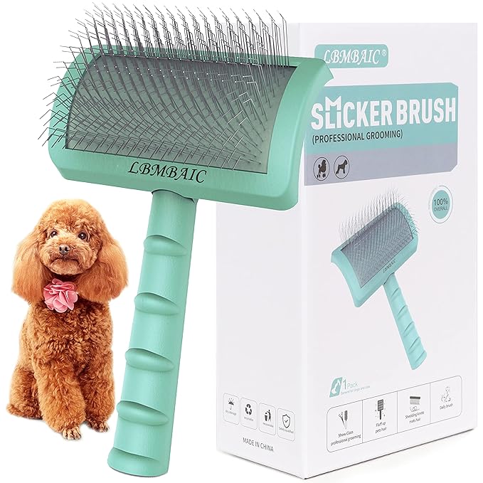 Metal Grooming Comb for Dogs 7.5inches and Dog Slicker Brushes for Long Thick Coat Dogs and Cats.
