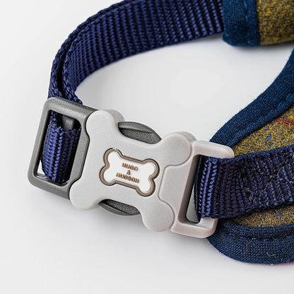 HUGO & HUDSON Dog Harness, No-Pull Anti Choke Tweed Harness Vest, Dark Green Checkered, XS