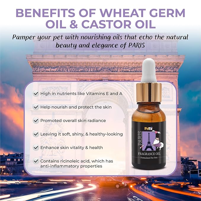 Petex Premium Pet Fragrance Oil | Ultra Premium Natural Pet Care with Dead Sea Minerals | Dog Perfume Fragrance Oil Long Lasting Scent | Natural Pet Cologne - Suitable for Dogs and Cats (Paris)