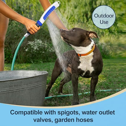 Dog Shower Attachment, Rubber Dog Grooming Bath Brush for Long & Short Haired Dogs and Cats, Pet Hair Scrubber For Washing, Deshedding, Massage, Stainless Steel Shower Hose