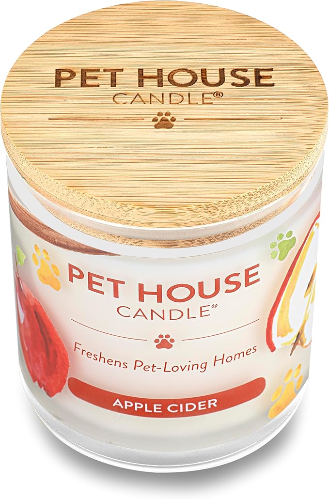 One Fur All Pet House Candle 2 Pack - Plant-Based/Soy Candle - Clean Burning Scented Candles, Long Lasting Pet Odor Candle for Home - Apple Cider
