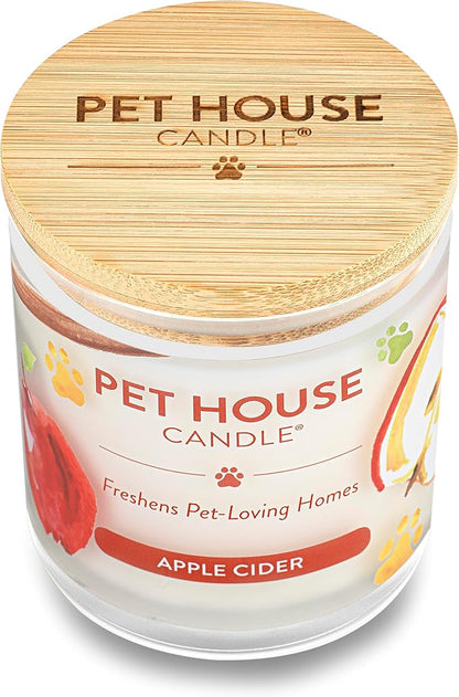 One Fur All Pet House Candle 2 Pack - Plant-Based/Soy Candle - Clean Burning Scented Candles, Long Lasting Pet Odor Candle for Home - Apple Cider