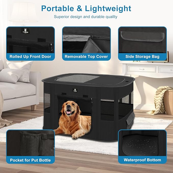 X-ZONE PET Dog Playpen, Puppy Cat Play Pen Portable Foldable Indoor/Outdoor Tent Crate Cage, Portable Pet Crate Small Size Black 30''