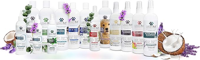 Lillian Ruff Ultra-Brightening Professional Whitening Shampoo for Dogs with Aloe & Coconut Oil for Dry Skin & Itch Relief - pH-Balanced Dog Whitening Shampoo Remove Stains, & Yellowing (Gallon/Pump)