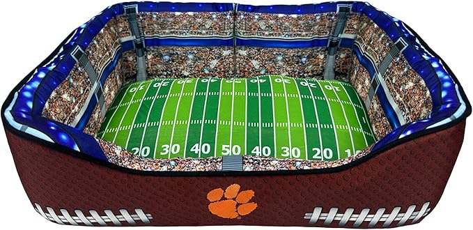 NCAA Clemson Tigers Stadium Dog Bed, Pet Pillow Bed for Dogs, Sporty Football Dog Bed and Lounge Cushion