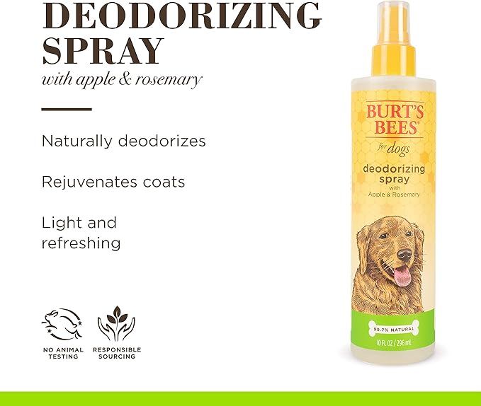 Burt's Bees for Pets Deodorizing Spray for Dogs with Apple and Rosemary, 6pk, 99.7% Natural Origin Formulas, Waterless Dog Shampoo - Gentle Dry Shampoo for Dogs, Best Dog Shampoo, 6pk, 10 oz