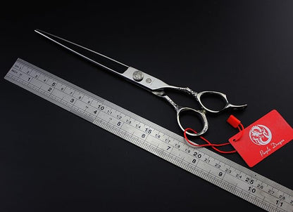 8/9 Inch Professional Pet Cat Dog Grooming Shear Straight/Curved Scissors for Professional Pet Groomer (A-8 inch-Straight Shear)
