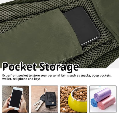 CUBY Dog and Cat Sling Carrier, Hands Free Reversible Pet Papoose Bag, Soft Pouch Adjustable, Suitable for Puppy Cats for Outdoor Travel (Green Mesh, one Size mesh)