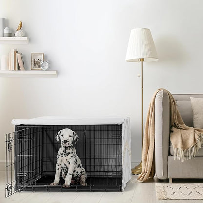 Sweet Jojo Designs 36in. Medium Dog Crate Cover (Bohemian Boho Chic) Pet Cage, Kennel Covers (Farmhouse, Elegant, Modern, Designer, Minimalist, Classic, Macrame, Tuft, Trim, Solid Ivory Cotton Fringe)