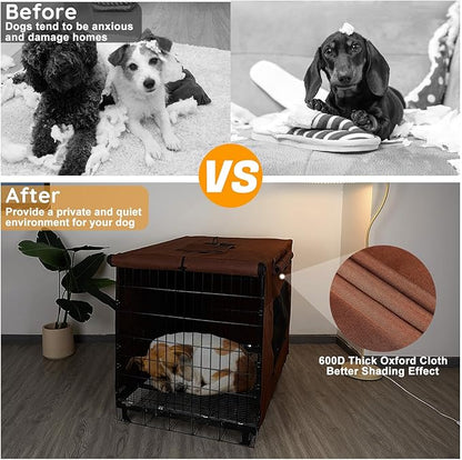 Dog Crate Cover 30 Inch Thickened Dog Kennel Cover Windproof Puppy Cage Cover with Mesh Windows on Both Sides Portable Crate Covers for Dogs Cages Fit for Indoor/Outdoor Use