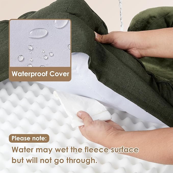 EHEYCIGA Orthopedic Dog Bed for Small Dogs, Waterproof Memory Foam Small Dog Beds with Sides, Non-Slip Bottom and Egg-Crate Foam Medium Dog Couch Bed with Washable Removable Cover, Dark Green