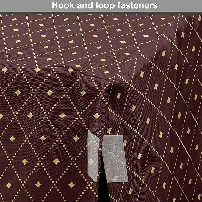 Lunarable Abstract Dog Crate Cover, Geometric Concept of Dotted Rhombus Pattern in a Traditional Style, Easy to Use Pet Kennel Cover for Small Dogs Puppies Kittens, 22 Inch, Dark Maroon Pale Camel