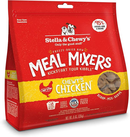 Stella & Chewy's Freeze Dried Raw Chewy’s Chicken Meal Mixers – Dog Food Topper for Small & Large Breeds – Grain Free, Protein Rich Recipe – 8 oz Bag