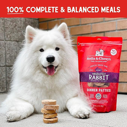 Stella & Chewy's Freeze Dried Raw Dinner Patties – Grain Free Dog Food, Protein Rich Absolutely Rabbit Recipe – 14 oz Bag