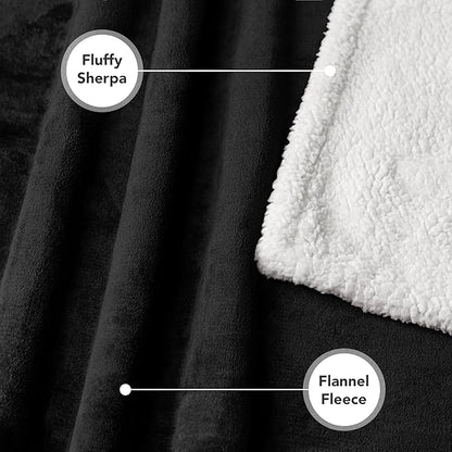 PetAmi WATERPROOF Dog Blanket for Medium Large Dog, Pet Puppy Blanket Couch Cover Protection, Sherpa Fleece Cat Blanket, Sofa Bed Furniture Protector Reversible Soft Plush Washable, 60x40 Black
