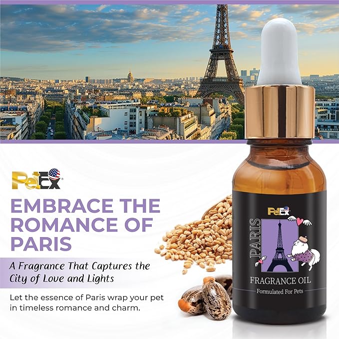 Petex Premium Pet Fragrance Oil | Ultra Premium Natural Pet Care with Dead Sea Minerals | Dog Perfume Fragrance Oil Long Lasting Scent | Natural Pet Cologne - Suitable for Dogs and Cats (Paris)