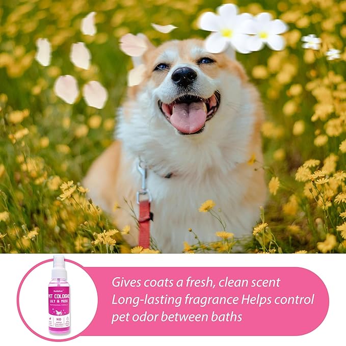 Pet Cologne, Lily & Musk Scent, Deodorize & Refresh, For Dogs, Cats, Puppies, 3.38 fl.oz (Lily & Musk)