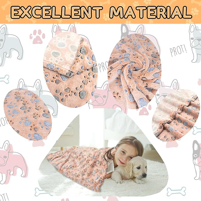 Dog Blankets for Dogs, 3 Pack Large Blanket Medium Dog Cat Soft Fuzzy Blankets Washable,Comfort Flannel,Fuzzy Soft Blankets for Dogs,Pet Blanket,Reversible Cow Print,41 x 31 inch，Blue