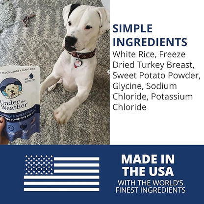 Under the Weather Bland Diet for Dogs | Easy to Digest for Sick Dogs |Always Be Ready| Contains Electrolytes - All Natural Freeze Dried 100% Human Grade Meats| 1 Pack- Rice Turkey & Sweet Potato - 6oz