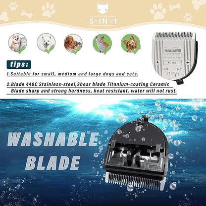 3 Pack Detachable Adjustable Pet Dog Grooming Clipper 5-in-1 Blade Compatible with WAHL Professional Animal Blade Arco, Bravura, Chromado, Creativa, Figura, and Motion Pet, Dog, and Horse Clippers