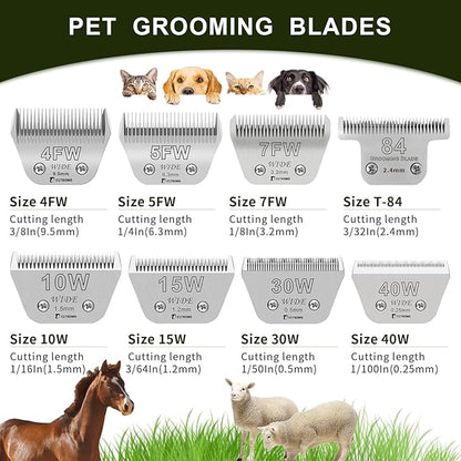 Size 30W Wide Detachable Pet Dog Grooming Blades-Cutting Length 1/50"（0.5mm）,Compatible with Andis,Oster A5,Wahl km10 Clippers