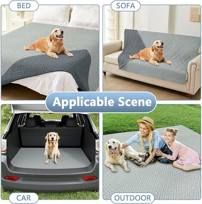 hyha Waterproof Dog Blanket, Soft Dog Bed Cover Pet Blankets, Waterproof Sofa Couch Cover for Dogs Washable, Reversible Pet Couch Covers for Sofa Furniture (82x102 Inch, Grey/Dark Grey)