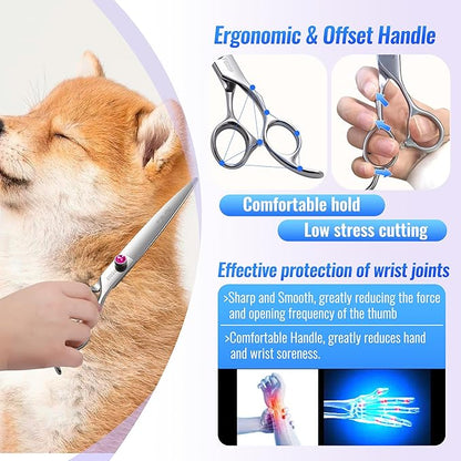 Straight Dog Grooming Scissors 7.5'' Professional Dog Shears for Grooming for Pet Cat Japanese 440C Stainless Steel Dog Scissors Super Sharp (7.5'',Straight)