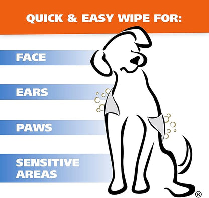 Wahl USA Pet Refresh Cleaning Wipes for All Dog Breeds - Use on Ears, Nose, Paws, Bottom, & Sensitive Areas - 50 Wipes - Model 820017A