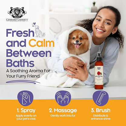 Dog Perfume Spray Long Lasting Balancing Rose 8 Fl Oz - Dog Calming Spray Scent Mist for Shining Fur, Puppy Cologne, Doggie Deodorant Fragrance Mist Pet Perfume for All Breeds by Gerrard Larriett