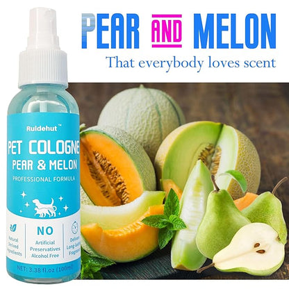 Pet Cologne, Pear & Melon Scent, Deodorize & Refresh, For Dogs, Cats, Puppies, 3.38 fl.oz (Sweet Melon & Pear)