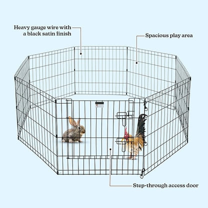Puppy Playpen - Foldable Metal Exercise Enclosure with Eight 24-Inch Panels - Indoor/Outdoor Fence for Dogs, Cats, or Small Animals by PETMAKER