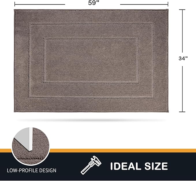 PURRUGS Dirt Trapper Door Mat 34" x 59.5", Non-Slip/Skid Machine Washable Entryway Area Rug, Dog Door Mat, Super Absorbent Welcome Mat for Muddy Wet Shoes and Paws, Grayish Brown