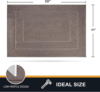 PURRUGS Dirt Trapper Door Mat 34" x 59.5", Non-Slip/Skid Machine Washable Entryway Area Rug, Dog Door Mat, Super Absorbent Welcome Mat for Muddy Wet Shoes and Paws, Grayish Brown