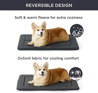 Bedsure Washable Dog Crate Bed for Large Dogs, Reversible Foam Floor Dog Mat, Lightweight Travel Flat Pet Beds for Indoor & Outdoor Dogs (35" x 23", Dark Grey)