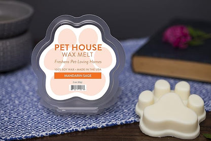 One Fur All Pet House Wax Melts by, Pack of 2 - Mandarin Sage - Long Lasting Pet Odor Eliminating Wax Melts, 100% Natural Soy Wax Melts, Non-Toxic Pet Wax Melts, Dye-Free Unique, Made in USA
