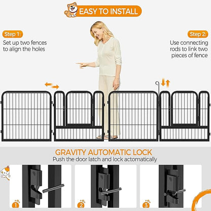 Yaheetech Dog Playpen Outdoor, 24 inch 16 Panels Dog Pen Indoor Heavy Duty Puppy Exercise Pen Metal Pet Fence for RV Camping/Yard/Garden