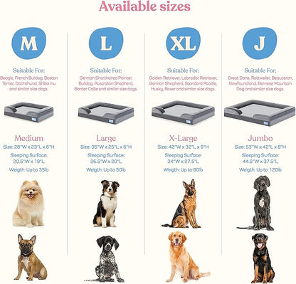 Orthopedic Sofa Dog Bed - Ultra Comfortable Dog Beds for X-Large Dogs - Breathable & Waterproof Pet Bed- Egg Foam Sofa Bed with Extra Head and Neck Support - Removable Washable Cover & Nonslip Bottom.