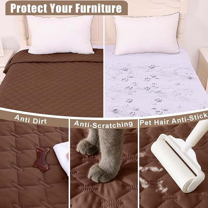 Smiry Waterproof Dog Blanket, Soft Dog Bed Cover Pet Blanket, Reversible Couch Cover for Dogs Washable, Pet Couch Covers for Sofa Furniture Protector for Puppy Cat (82x102 Inch, Brown/Chocolate)