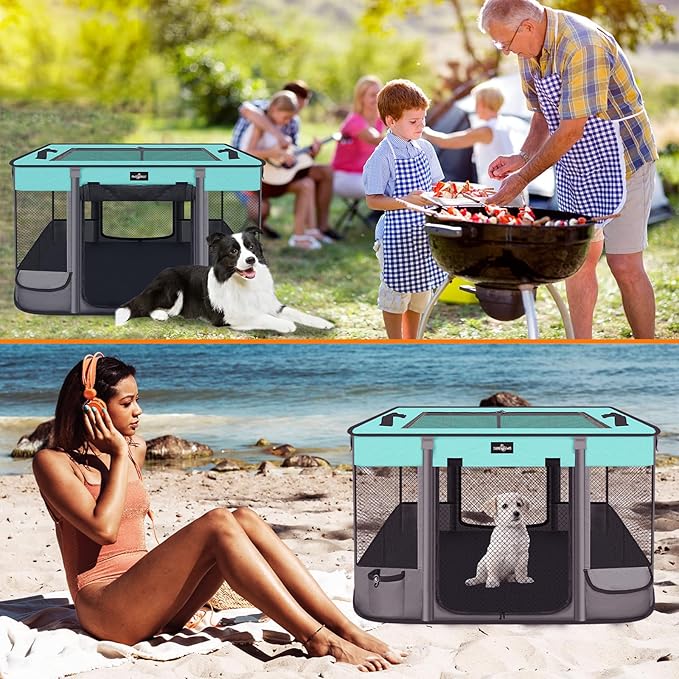 Pet Dog Cat Playpen,Foldable Waterproof Puppy KittenTent,Portable Playpen Kennel,Breathable Shade Cover Crate,Play Pen with Carrying Case, Indoor OutdoorTravel Camping for Small Animals