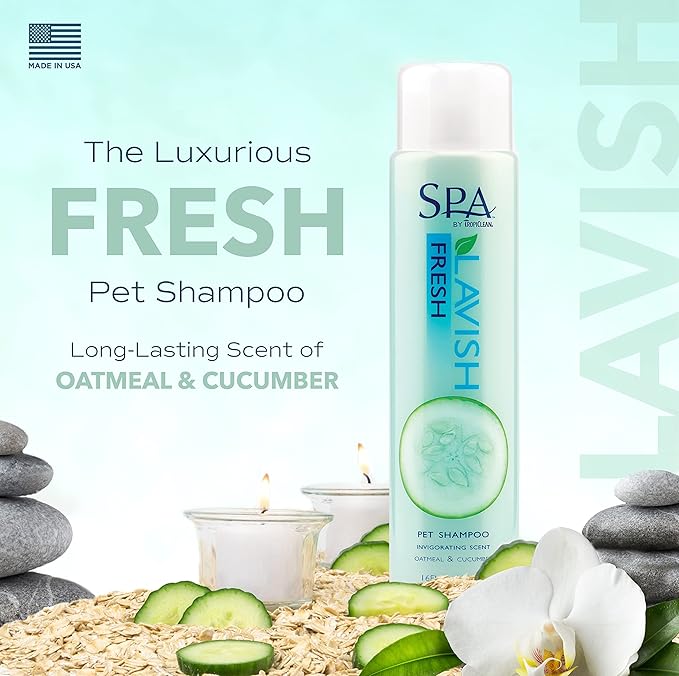TropiClean SPA Lavish Dog Shampoo | Fresh Scented Deodorizing Dog Shampoo | Naturally Derived Salon Grade Ingredients | Made in the USA | 16oz