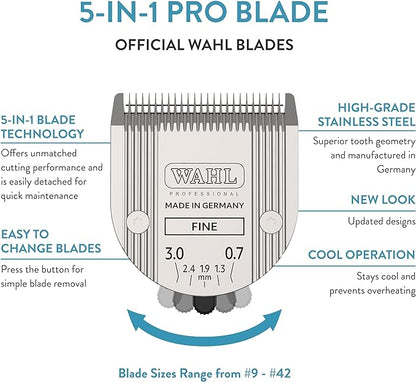 WAHL Professional Animal 5-in-1 Adjustable Blade Arco, Bravura, Chromado, Creativa, Figura, and Motion Pet, Dog, and Horse Clippers - Fine (2179-301)
