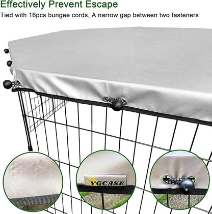 Universal Dog Playpen Cover with Sun/Rain Proof Top, Provide Shade and Security for Outdoor and Indoor, Fits All 24" Wide 8 Panels Pet Exercise Pen (8x24 W Cover, 600D Oxford)