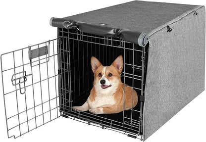 X-ZONE PET Double Door Dog Crate Cover - Polyester Pet Kennel Cover (Fits 24 30 36 42 48 inches Wire Crate) (30 Inch, Grey)